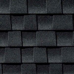 Close up photo of GAF's Timberline HD Charcoal shingle swatch